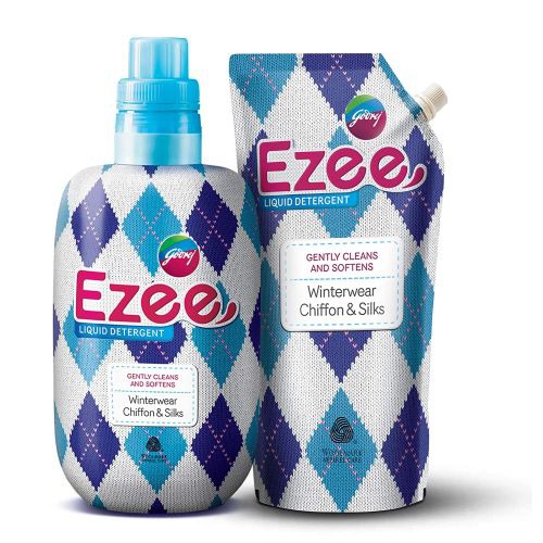 Godrej Ezee Liquid Detergent - Winterwear, No Soda Formula, 2kgs (1 bottle & 1 refill)