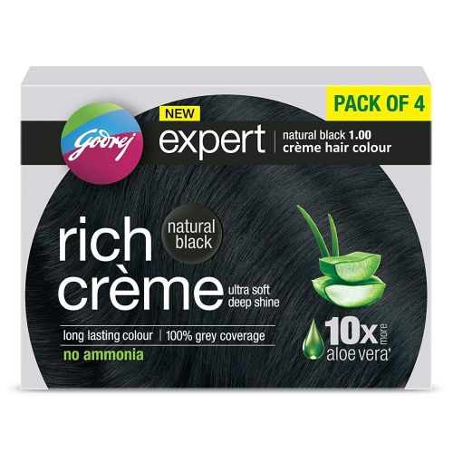Godrej Expert New Rich Creme Natural Black Hair Colour - Pack of 4